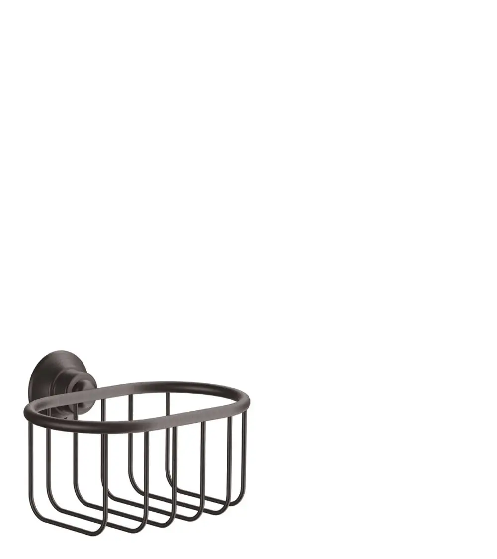 Seifenkorb in Brushed Black Chrome, angebracht an der Wand. Das Design ist funktional und minimalistisch, hergestellt von AXOR. Ideal für die Aufbewahrung von Seifen.